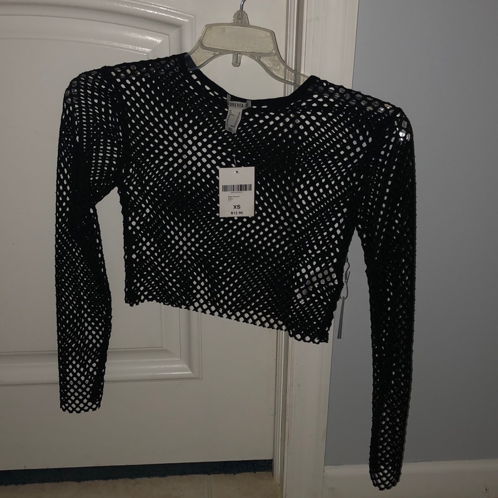 Black, fishnet crop top